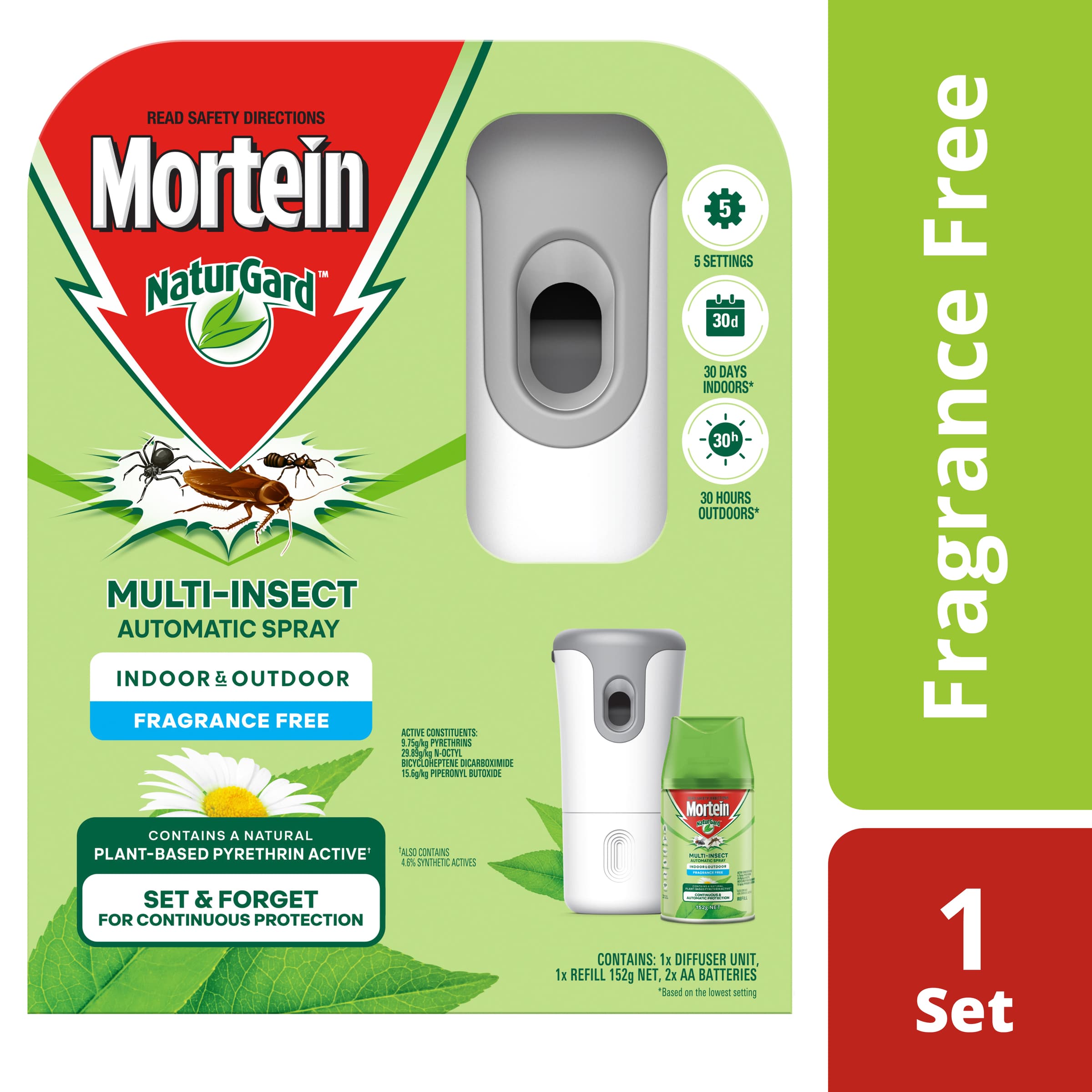 Mortein NaturGard Multi-Insect Automatic Diffuser Kit Fragrance Free 152g